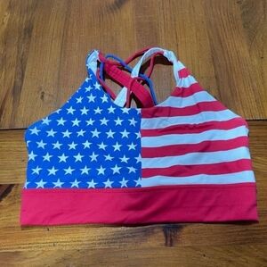 Born Primitive Ignite Sports Bra Liberty Red White Blue American Flag Size XL